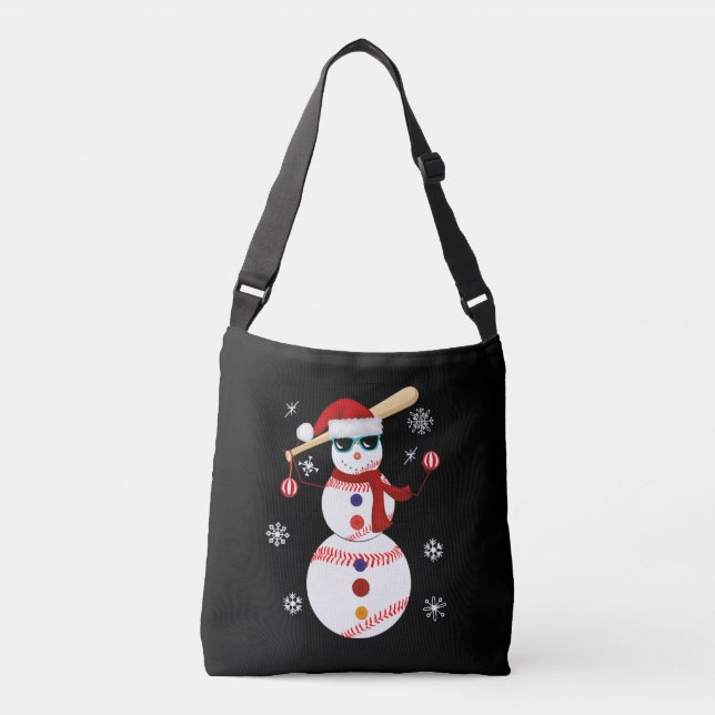 Christmas Baseball Snowman Santa Hat Gift Crossbody Bag (Front)