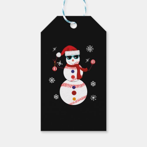 Christmas Baseball Snowman Santa Hat Gift  Gift Tags