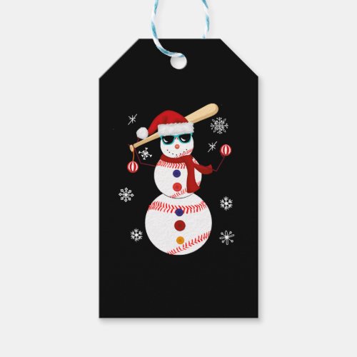 Christmas Baseball Snowman Santa Hat Gift Gift Tags