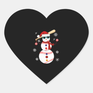 Christmas Baseball Snowman Santa Hat Gift Heart Sticker