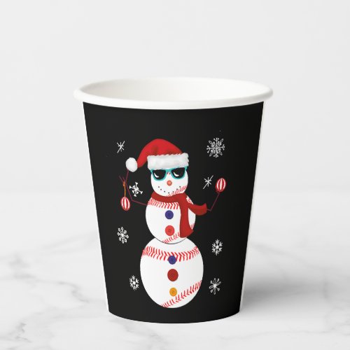 Christmas Baseball Snowman Santa Hat Gift  Paper Cups