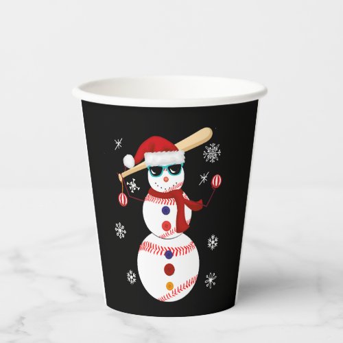 Christmas Baseball Snowman Santa Hat Gift Paper Cups