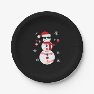 Christmas Baseball Snowman Santa Hat Gift  Paper Plates