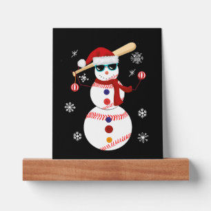 Christmas Baseball Snowman Santa Hat Gift Picture Ledge