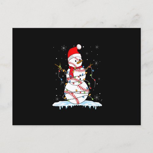 Christmas Baseball Snowman Santa Xmas Lights for B Postcard