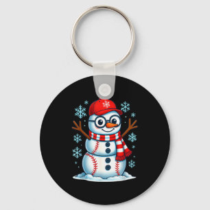 Christmas Baseball Snowman Xmas Pajamas Women Men  Keychain