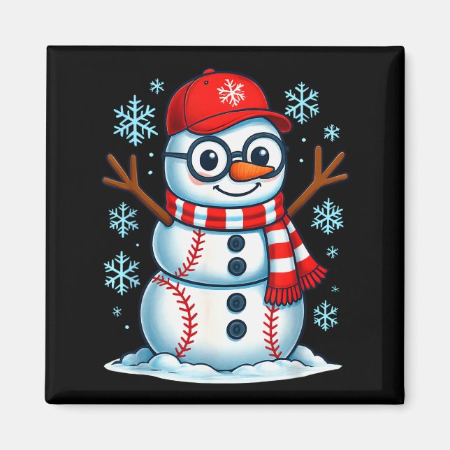 Christmas Baseball Snowman Xmas Pajamas Women Men  Magnet (Front)