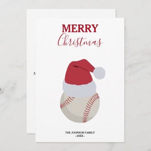 Christmas Baseball Sports Ball Custom Name Holiday Card
