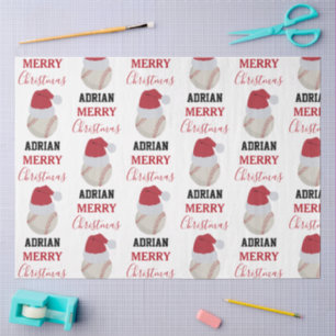 Christmas Baseball Sports Ball Custom Name Tissue Paper