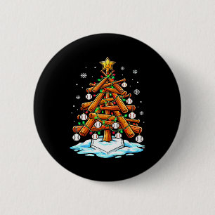 Christmas Baseball Tree Lights Xmas  Button
