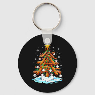 Christmas Baseball Tree Lights Xmas  Keychain