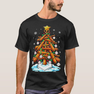 Christmas Baseball Tree Lights Xmas  T-Shirt