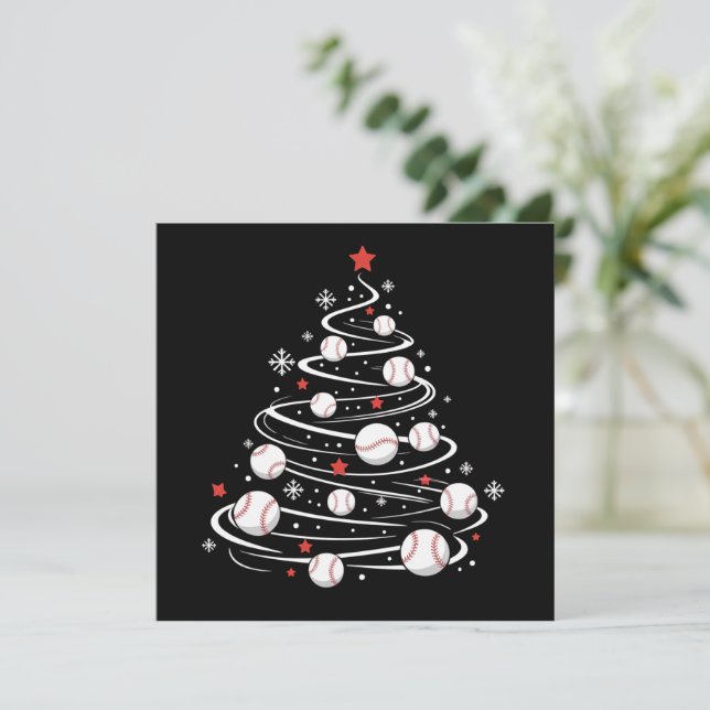 Christmas Baseball Tree Xmas Trees Baseball Lover  Holiday Card (Standing Front)