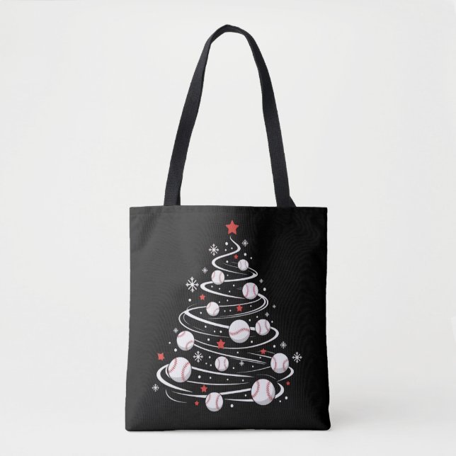 Christmas Baseball Tree Xmas Trees Baseball Lover  Tote Bag (Front)