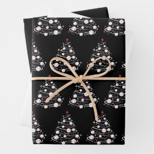 Christmas Baseball Tree Xmas Trees Baseball Lover Wrapping Paper Sheets