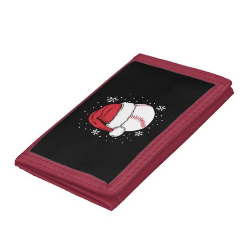 Christmas Baseball Xmas Santa Sports Lover Gift Trifold Wallet