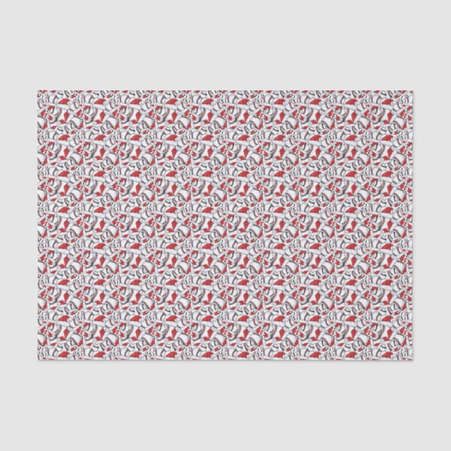 Christmas Baseballs with Santa Hats Tissue Paper (Front)