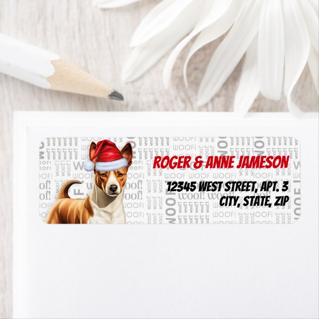Christmas Basenji Dog Holiday Address Label (Insitu)