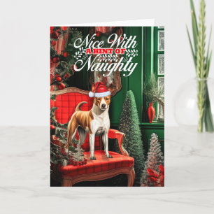 Christmas Basenji Dog Naughty or Nice Holiday Card