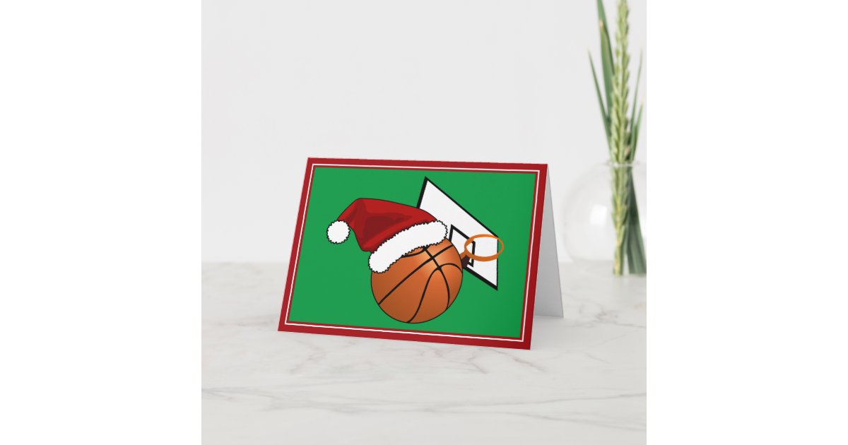 Christmas Basketball and Hoop Holiday Card Zazzle