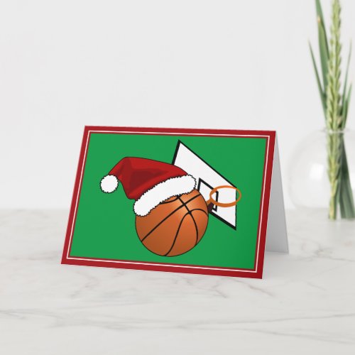 Christmas Basketball and Hoop Holiday Card