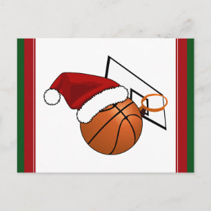 Christmas Basketball and Hoop Holiday Postcard