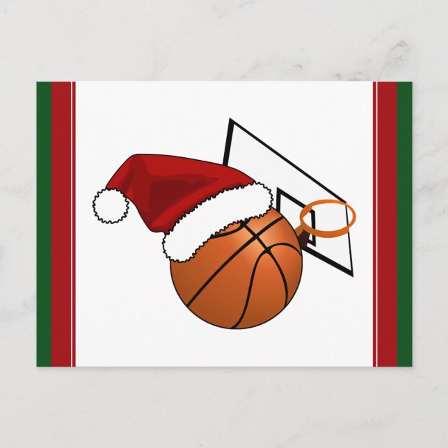 Christmas Basketball  and Hoop Holiday Postcard (Front)