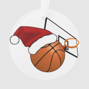 Christmas Basketball and Hoop Ornament