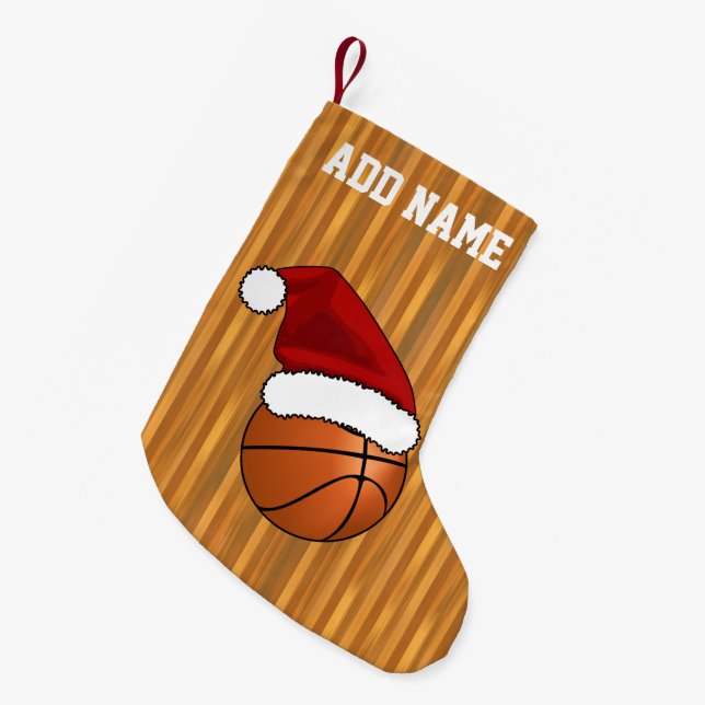 Christmas Basketball and Hoop Small Christmas Stocking (Front (Hanging))