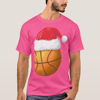 Christmas Basketball Ball Funny Santa Hat Xmas Spo T-Shirt