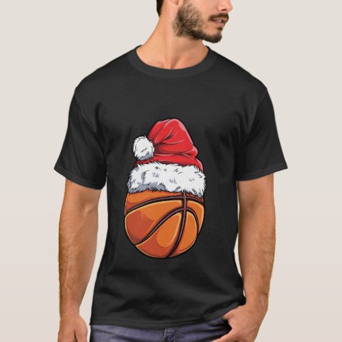 Christmas Basketball Ball Santa Hat Funny Sport Xm T_Shirt