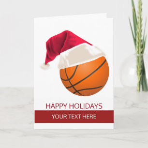 Christmas basketball Ball Santa Hat Greeting Cards