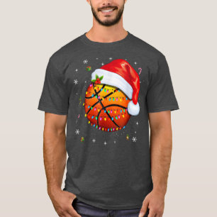 Christmas Basketball Ball Santa Hat Xmas Boys Men  T-Shirt