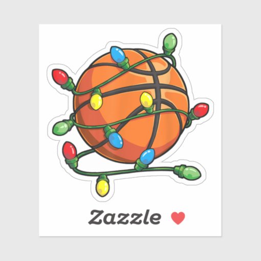 Christmas Basketball Ball Xmas Lights Funny Sticker Zazzle
