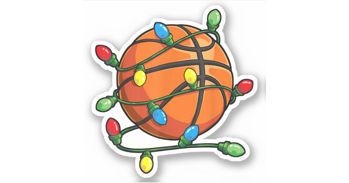 Christmas Basketball Ball Xmas Lights Funny Sticker Zazzle