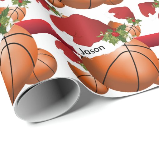Christmas BasketBall DIY Text Wrapping Paper Zazzle