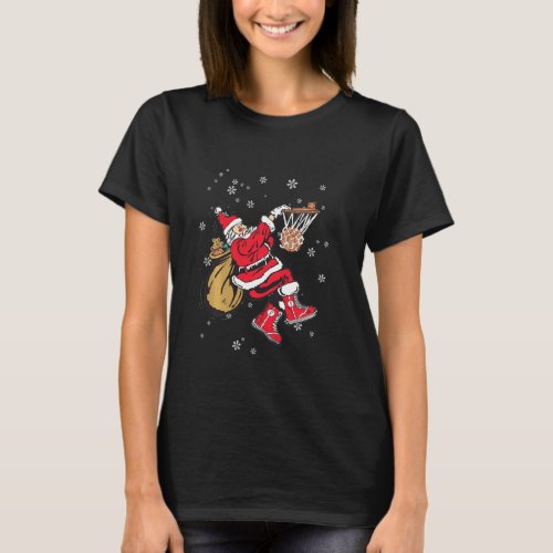 Christmas Basketball Pajamas Santa Claus Slam Dunk T_Shirt