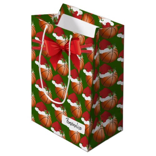 Christmas Basketball Pattern Medium Gift Bag