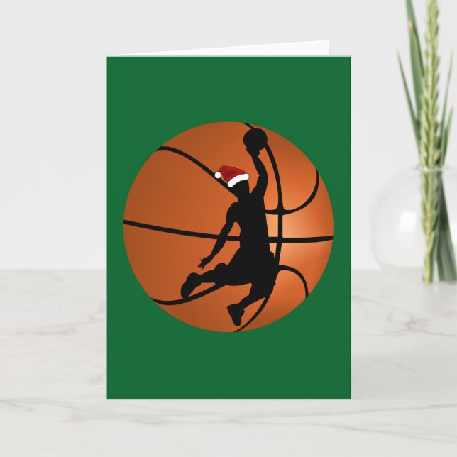 Christmas Basketball Player on Basketball Holiday Card (Front)