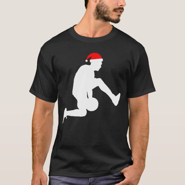 Christmas Basketball Player Silhouette Santa Hat G T-Shirt (Front)