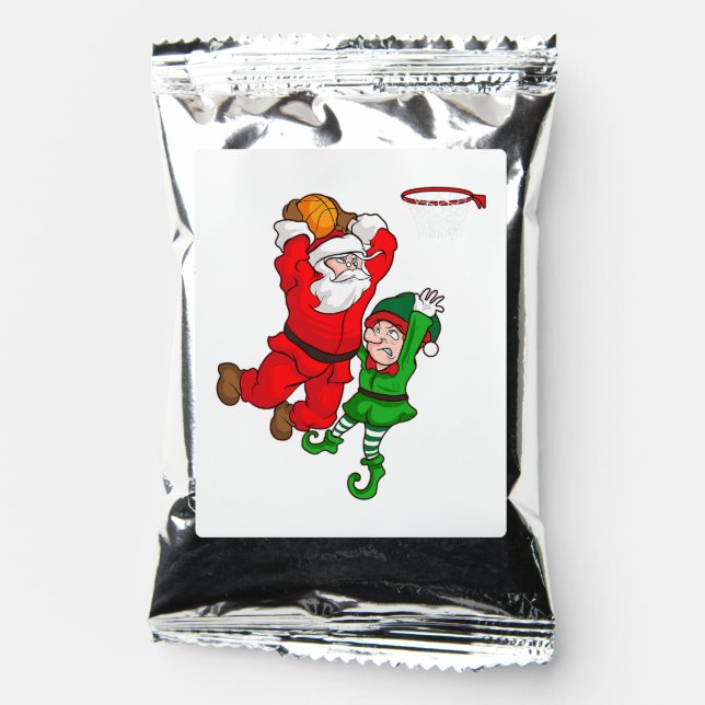 Christmas Basketball Santa Claus Slam Dunk Elf Fun Coffee Drink Mix (Front)