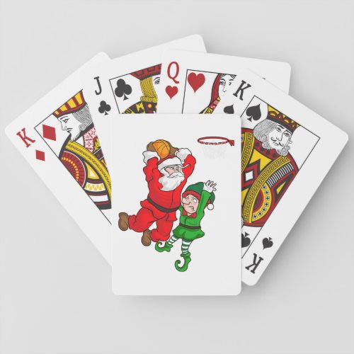 Christmas Basketball Santa Claus Slam Dunk Elf Fun Playing Cards