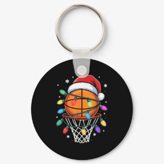 Christmas Basketball Santa Hat Xmas Light Basketba Keychain