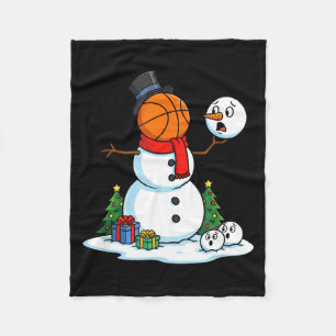Christmas Basketball Santa Reindeer Elf Artwork Fleece Blanket