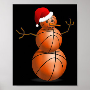 Christmas Basketball Shirt - Basketball Snowman Poster