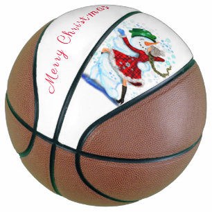 Christmas Basketball Snowman and Girl Dance