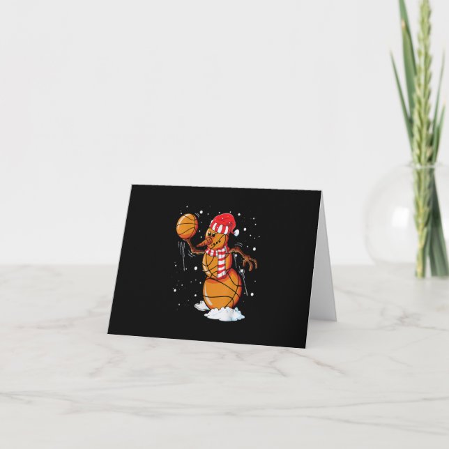 Christmas Basketball Snowman For Boy Girl Kids Invitation (Front)