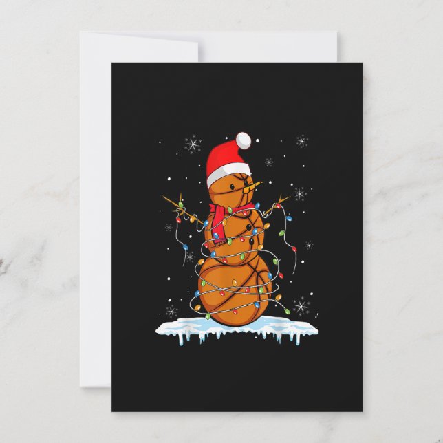 Christmas Basketball Snowman Santa Xmas Lights for Invitation (Front)