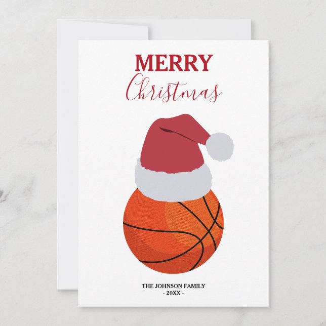 Christmas Basketball Sports Ball Custom Name Holiday Card (Front)