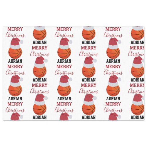 Christmas Basketball Sports Ball Custom Name Tissue Paper